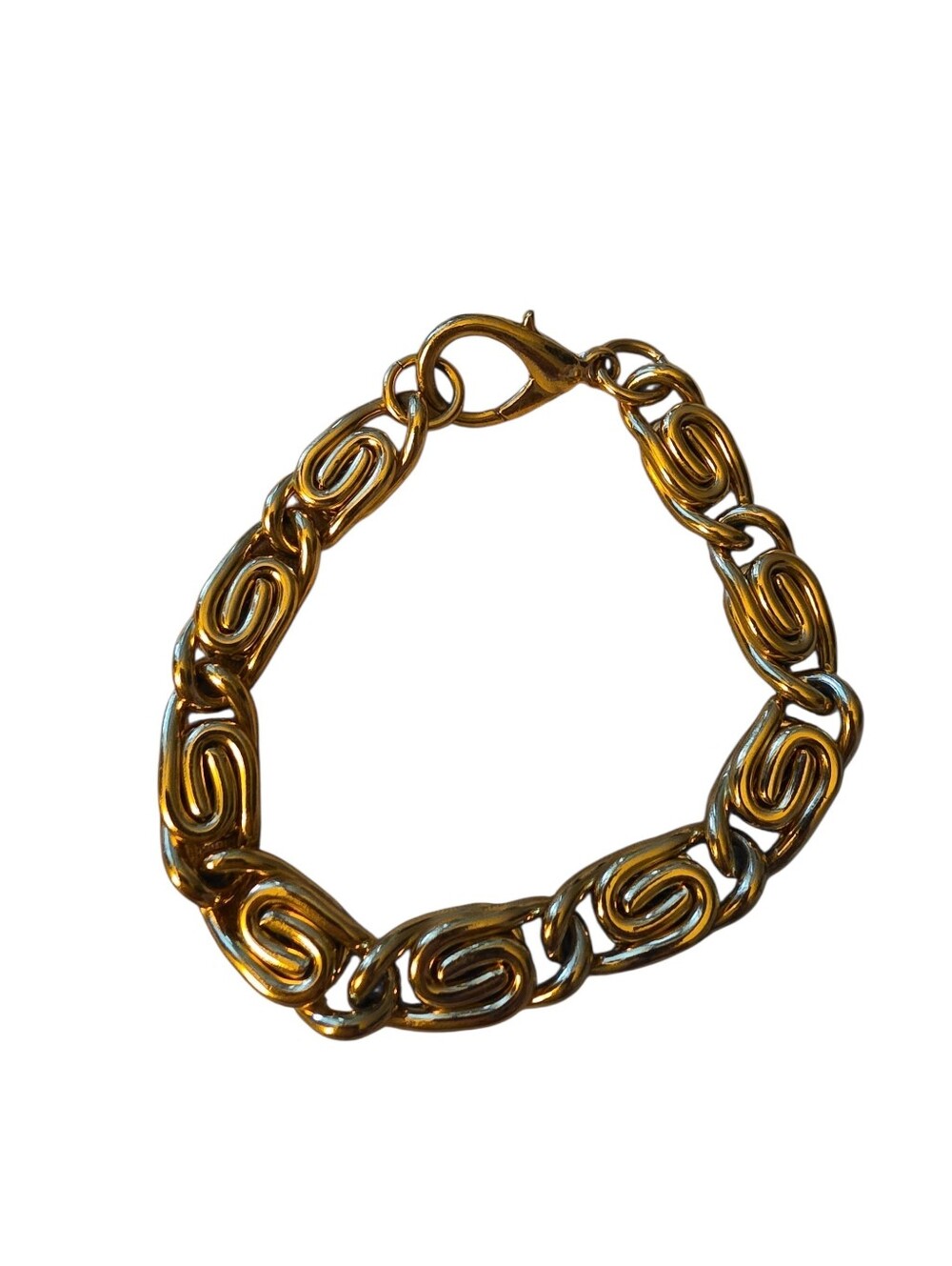 Gold Tone Swirl Link Bracelet